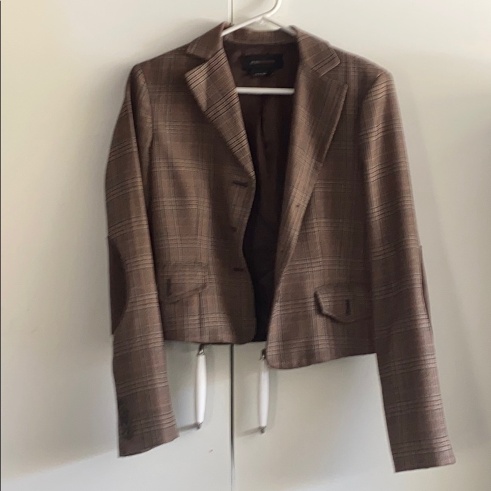 BCBGMaxAzria Brown Plaid Blazer